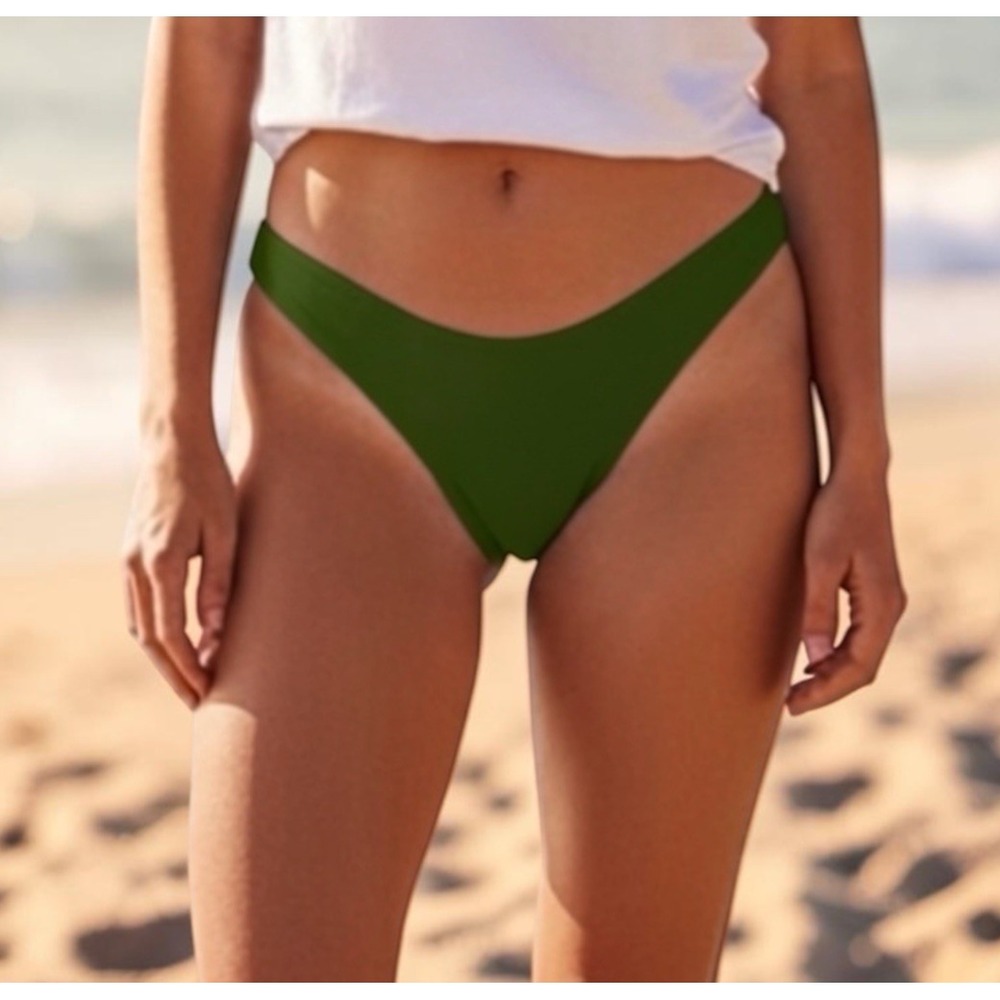 J. Crew Bikini Bottom Women's M Green Curved Waist Cheeky New BC125 1262